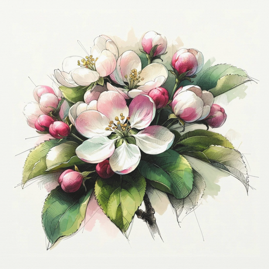 Arkansas Apple Blossom Watercolor