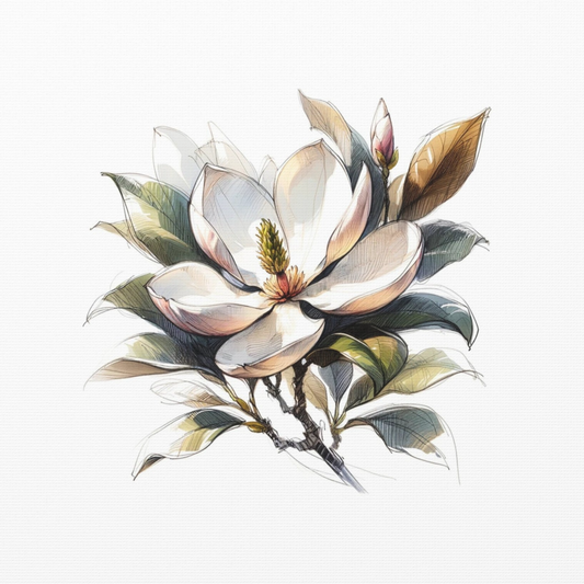 Mississippi Magnolia Watercolor